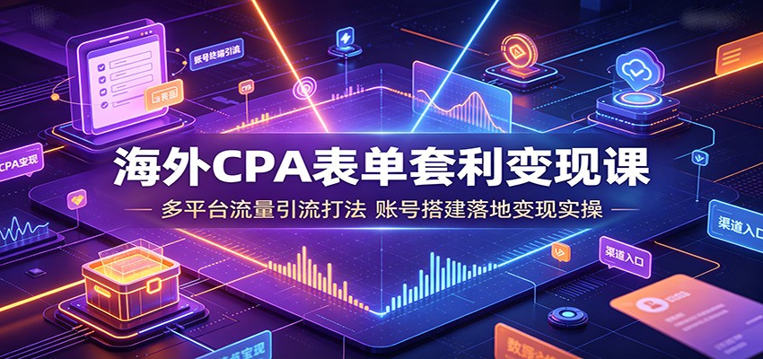 海外CPA表单套利变现课：多平台流量引流打法，账号搭建落地变现实操-轻资本网