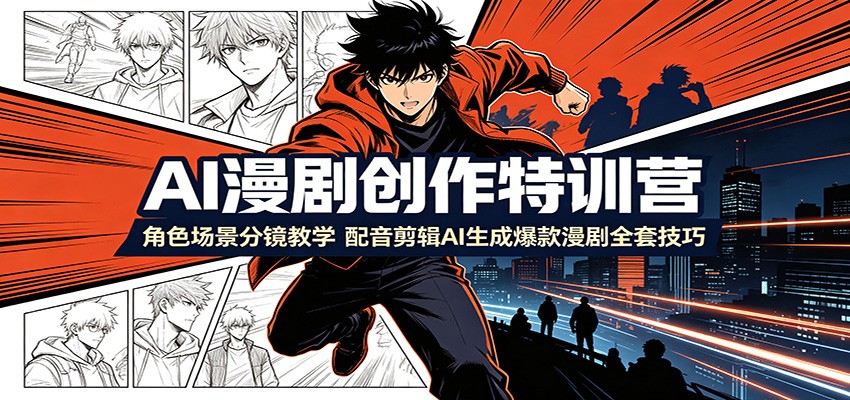 AI漫剧创作特训营：角色场景分镜教学，配音剪辑AI生成爆款漫剧全套技巧-轻资本网