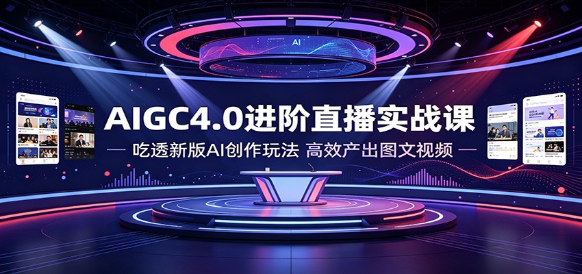 AIGC4.0进阶直播实战课：吃透新版AI创作玩法，高效产出图文视频-轻资本网