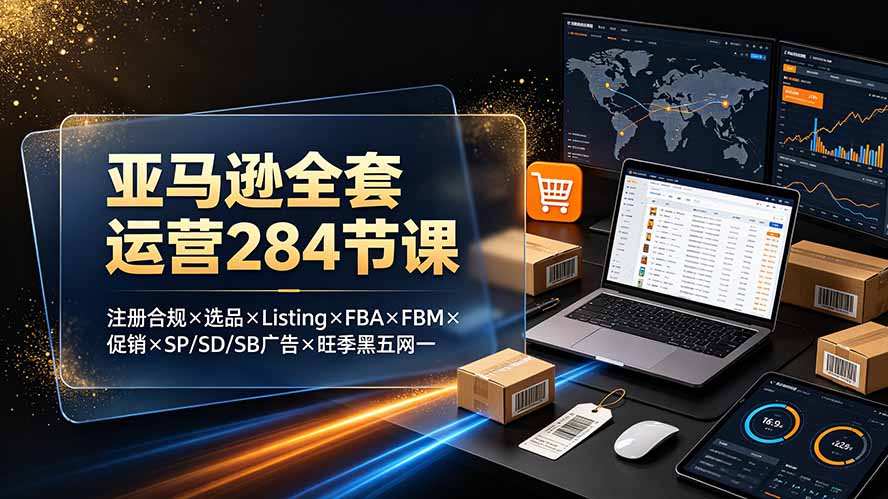 亚马逊全套运营284节课：注册合规×选品×Listing×FBA×FBM×促销×SP/SD/SB广告×旺季黑五网一-轻资本网