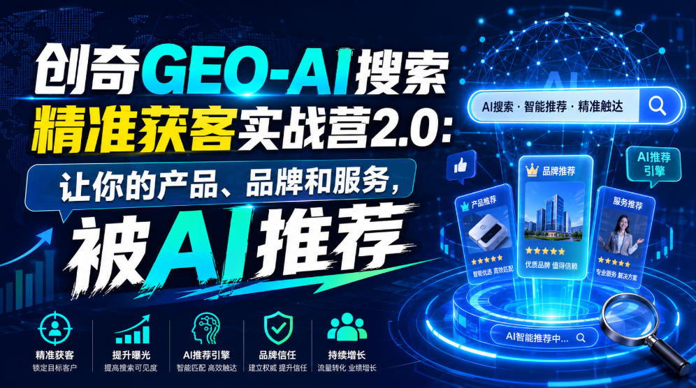 创奇GEO-AI搜索精准获客实战营2.0：让你的产品、品牌和服务，被AI推荐-轻资本网