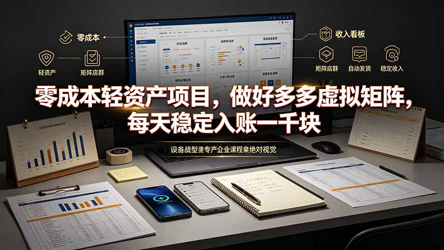 零成本轻资产项目，做好多多虚拟矩阵，每天稳定入账一千块-轻资本网