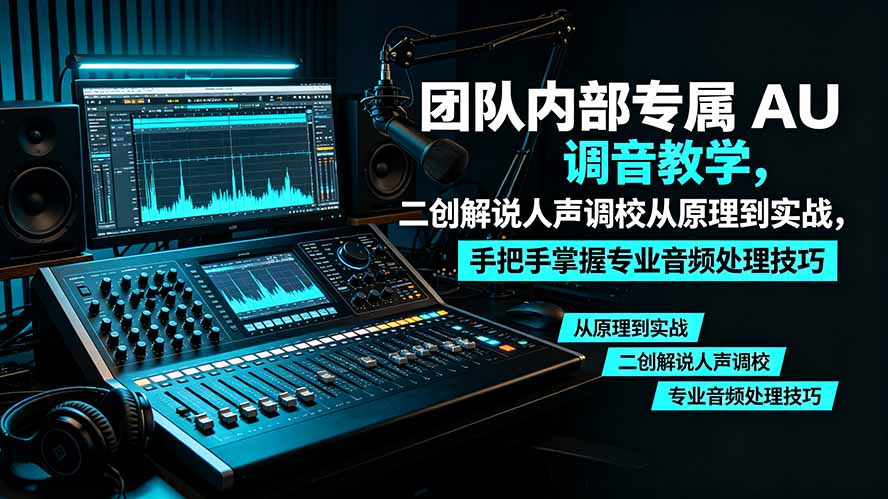 某大佬团队内部专属 AU 调音教学，二创解说人声调校从原理到实战，手把手掌握专业音频处理技巧-轻资本网