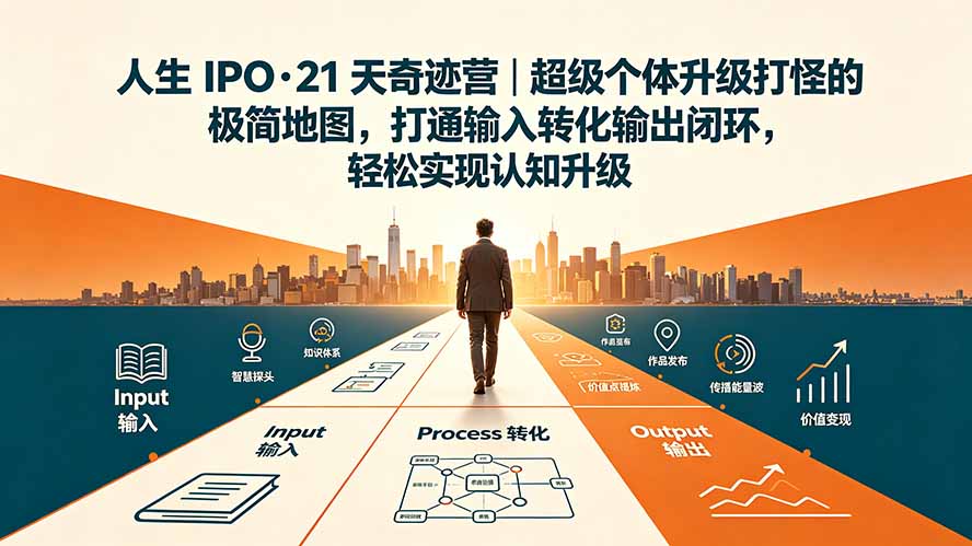 人生 IPO-21 天奇迹营｜超级个体升级打怪的极简地图，打通输入转化输出闭环，轻松实现认知升级-轻资本网