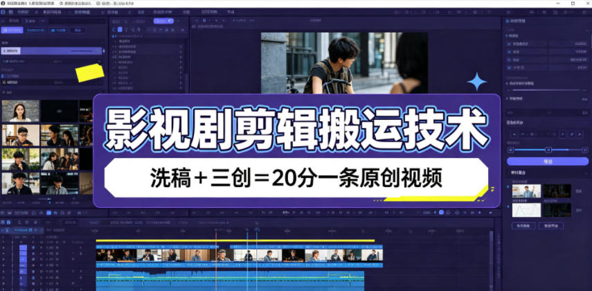 影视剧剪辑搬运技术，洗稿+三创=20分一条原创视频-轻资本网