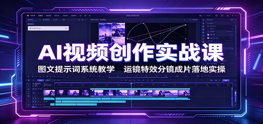 AI视频创作实战课：图文提示词系统教学，运镜特效分镜成片落地实操-轻资本网