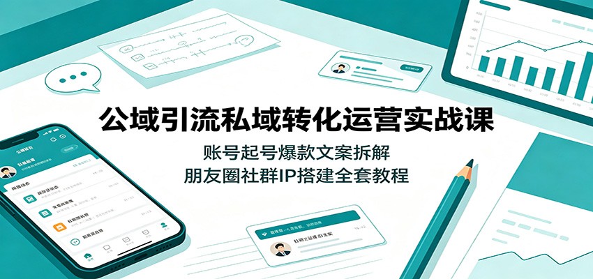 公域引流私域转化运营实战课：账号起号爆款文案拆解，朋友圈社群IP搭建全套教程-轻资本网