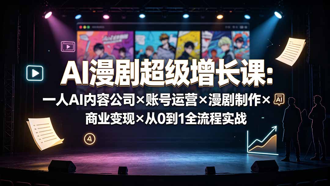 AI漫剧超级增长课：一人AI内容公司×账号运营×漫剧制作×商业变现×从0到1全流程实战-轻资本网