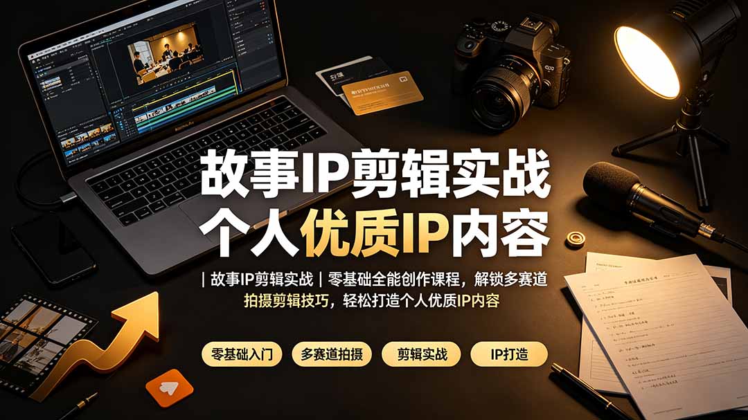 故事IP剪辑实战｜零基础全能创作课程，解锁多赛道拍摄剪辑技巧，轻松打造个人优质IP内容-轻资本网