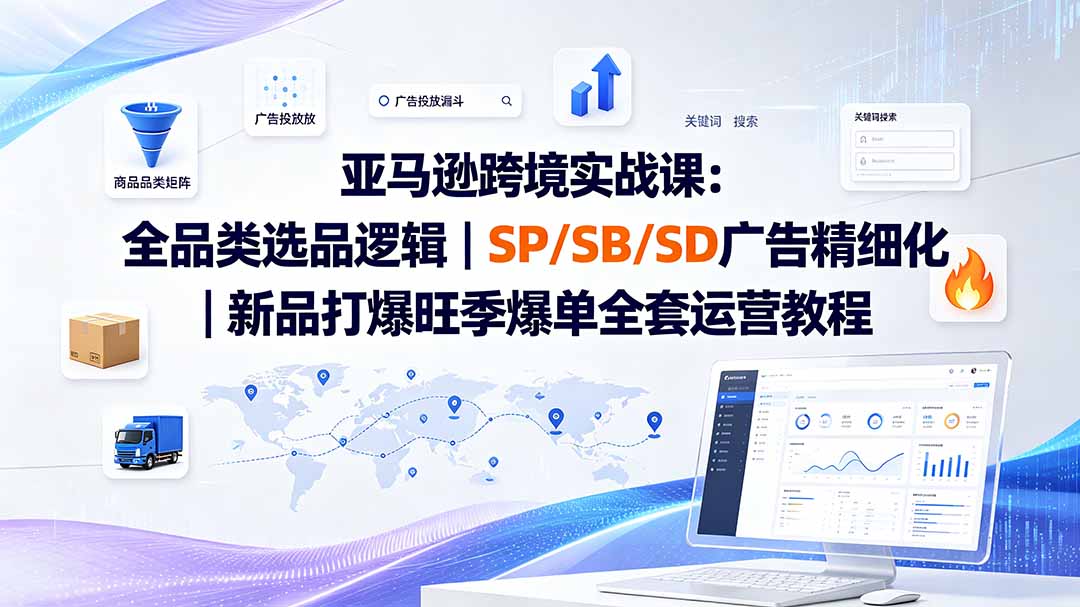 亚马逊跨境实战课-更新：全品类选品逻辑｜SP/SB/SD广告精细化｜新品打爆旺季爆单全套运营教程-轻资本网