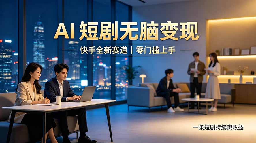 别乱找副业了，快手 AI 短剧零门槛长久被动增收-轻资本网