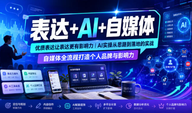 表达+AI+自媒体，优质表达让表达更有影响力|AI实操从思路到落地的实战|自媒体全流程打造个人品牌与影响力-轻资本网