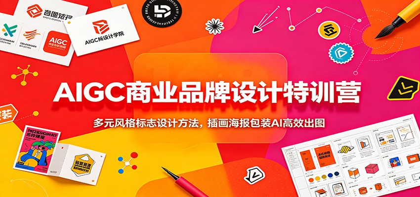 AIGC商业品牌设计特训营：多元风格标志设计方法，插画海报包装AI高效出图-轻资本网