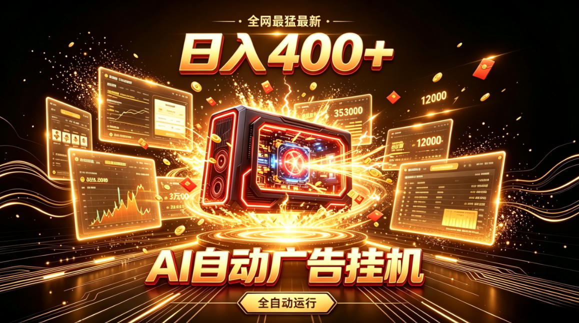 全网最猛最新的AI自动广告挂G，狠收益日入400+，真正做到躺賺式变现【揭秘】-轻资本网