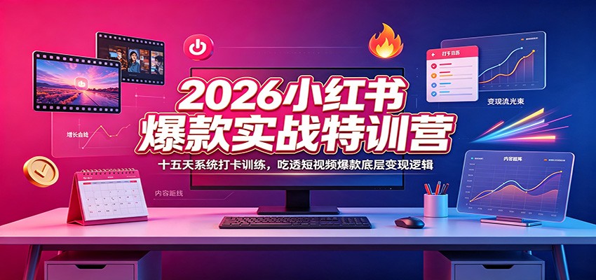 2026小红书爆款实战特训营：十五天系统打卡训练，吃透短视频爆款底层变现逻辑-轻资本网