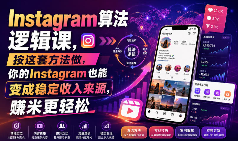 Instagram算法逻辑课，按这套方法做，你的Instagram也能变成稳定收入来源，賺米更轻松【原创双语字幕】-轻资本网