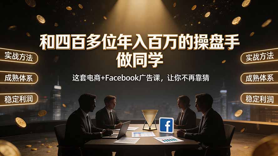 和四百多位年入百万的操盘手做同学——这套电商+Facebook广告课，让你不再靠猜【原创双语字幕】-轻资本网