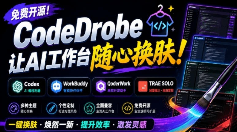 免费开源的CodeDrobe，让AI工作台随心换肤，支持Codex、WorkBuddy等，免费且本地运行！-轻资本网
