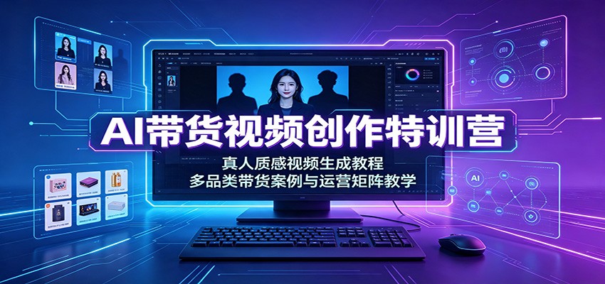 AI带货视频创作特训营：真人质感视频生成教程，多品类带货案例与运营矩阵教学-轻资本网