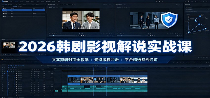 2026韩剧影视解说实战课：文案剪辑封面全教学，规避版权冲击平台精选签约通道-轻资本网