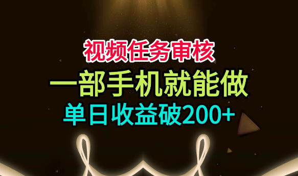 视频任务审核，一部手机就能做，简单上手，单日收益破200+【揭秘】-轻资本网