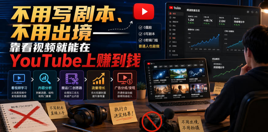 不用写剧本、不用出境——靠看视频就能在YouTube上賺到钱【原创双语字幕】-轻资本网