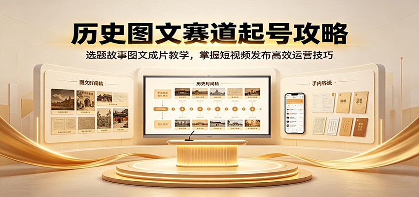 历史图文赛道起号攻略：选题故事图文成片教学，掌握短视频发布高效运营技巧-轻资本网