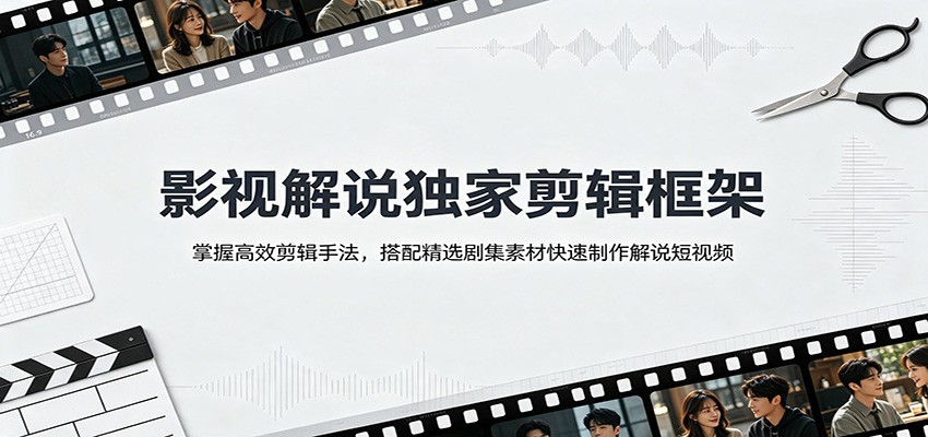 影视解说独家剪辑框架：掌握高效剪辑手法，搭配精选剧集素材快速制作解说短视频-轻资本网
