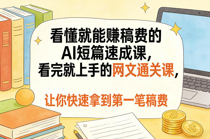看懂就能賺稿费的AI短篇速成课，看完就上手的网文通关课，让你快速拿到第一笔稿费(更新8月)-轻资本网