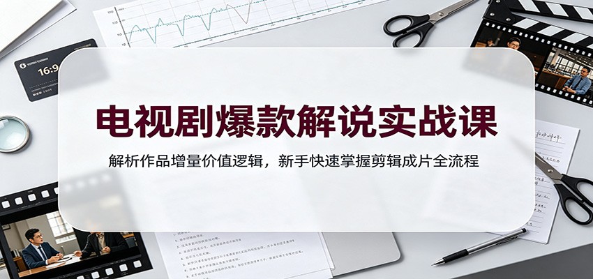 电视剧爆款解说实战课：解析作品增量价值逻辑，新手快速掌握剪辑成片全流程-轻资本网