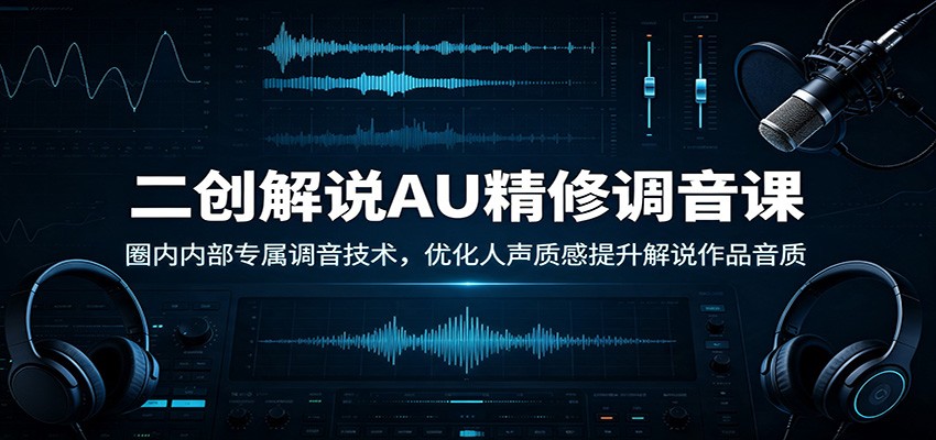 二创解说AU精修调音课：圈内内部专属调音技术，优化人声质感提升解说作品音质-轻资本网