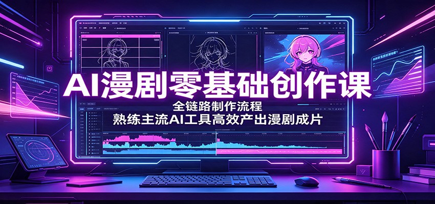 AI漫剧零基础创作课：全链路制作流程，熟练主流AI工具高效产出漫剧成片-轻资本网