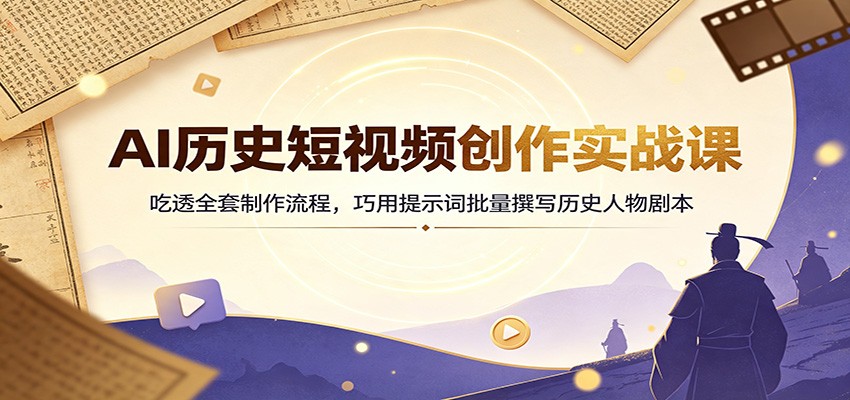 AI历史短视频创作实战课：吃透全套制作流程，巧用提示词批量撰写历史人物剧本-轻资本网