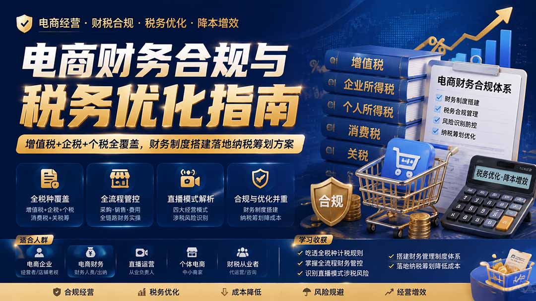 电商财务合规与税务优化指南：增值税+企税+个税全覆盖，财务制度搭建落地纳税筹划方案-轻资本网