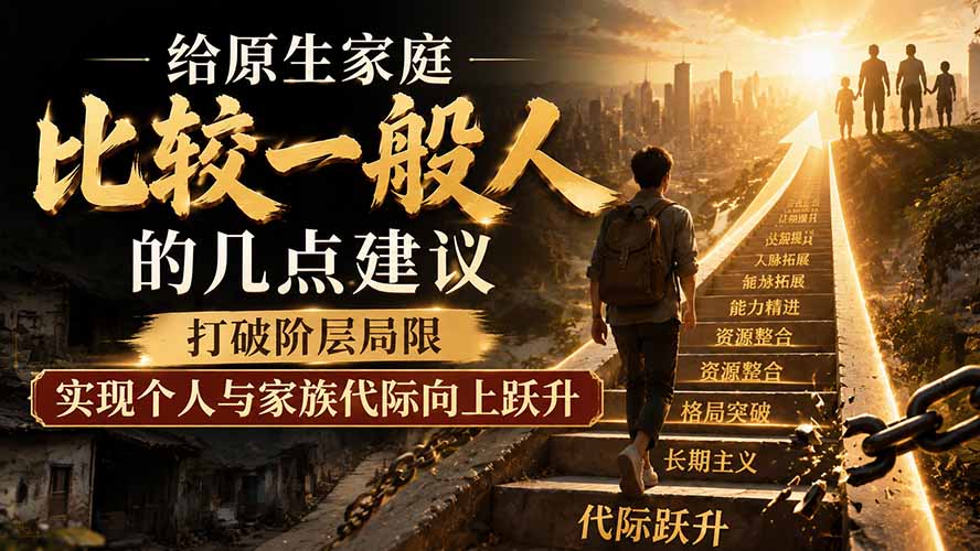 付费文章：给原生家庭比较一般人的几点建议，打破阶层局限，实现个人与家族代际向上跃升-轻资本网
