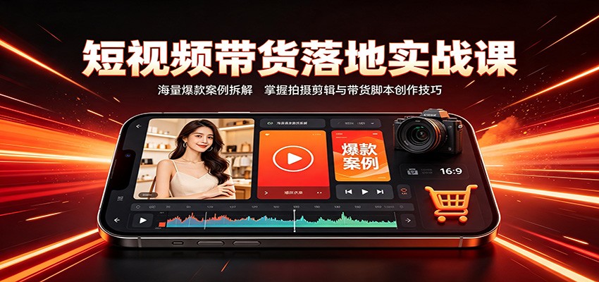 短视频带货落地实战课：海量爆款案例拆解，掌握拍摄剪辑与带货脚本创作技巧-轻资本网
