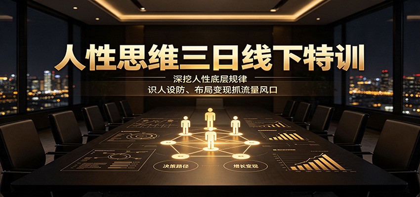 人性思维三日线下特训:深挖人性底层规律,识人设防、布局变现抓流量风口-轻资本网