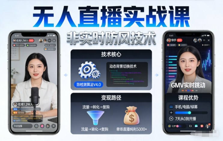 宝子哥无人直播实战课，非实时防风技术，聚焦抖音快手等平台直播带货，轻松开启直播变现之路(更新2026年08月06日)-轻资本网