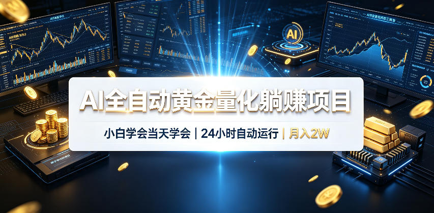 AI全自动黄金量化躺賺项目，24小时自动运行，月入2W！-轻资本网