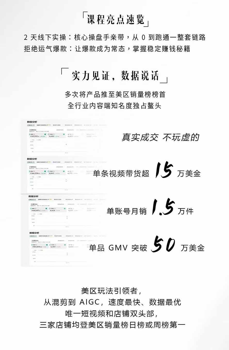 图片[2]-AIGC×TikTok美区短视频带货线下课；两天一夜完整回放，12小时高清视频收录头部操盘手全流程教学-轻资本网