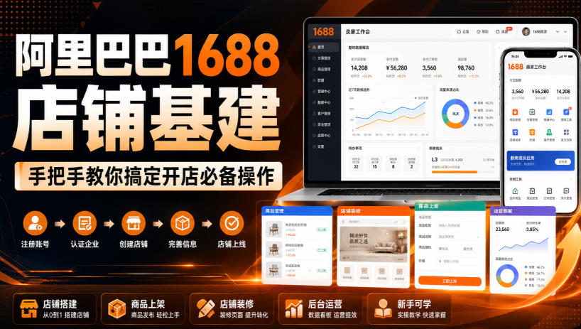 阿里巴巴1688店铺基建，手把手教你搞定开店必备操作(更新8月)-轻资本网
