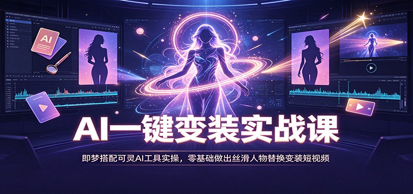 AI一键变装实战课：即梦搭配可灵AI工具实操，零基础做出丝滑人物替换变装短视频-轻资本网