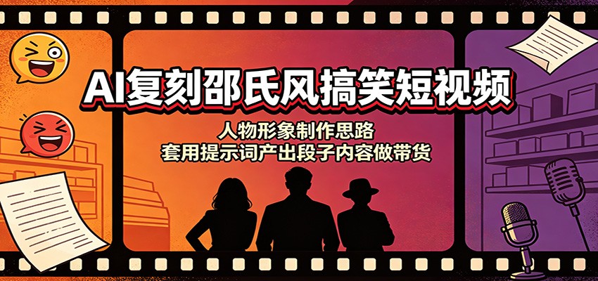 AI复刻邵氏风搞笑短视频：人物形象制作思路，套用提示词产出段子内容做带货-轻资本网