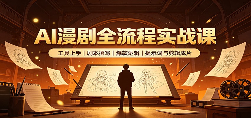 AI漫剧全流程实战课：工具上手、剧本撰写、爆款逻辑、提示词与剪辑成片-轻资本网