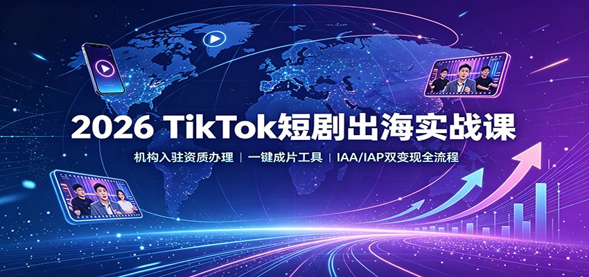 2026 TikTok短剧出海实战课：机构入驻资质办理，一键成片工具，IAA/IAP双变现全流程-轻资本网