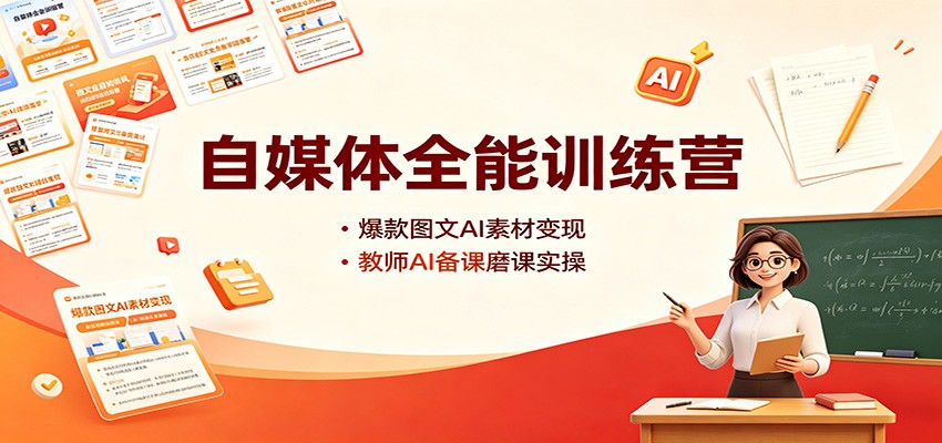 自媒体全能训练营：爆款图文AI素材变现，教师AI备课磨课实操-轻资本网
