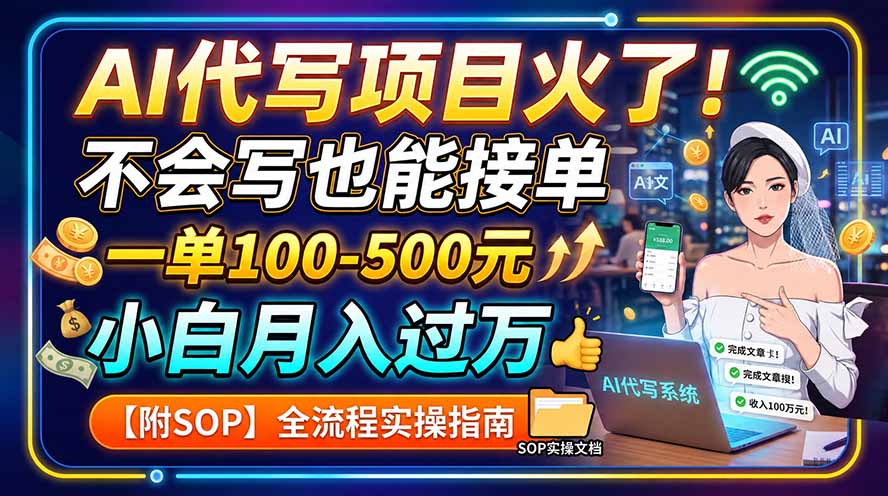 AI代写项目火了！不会写也能接单，一单100-500元，小白月入过万【附SOP】-轻资本网