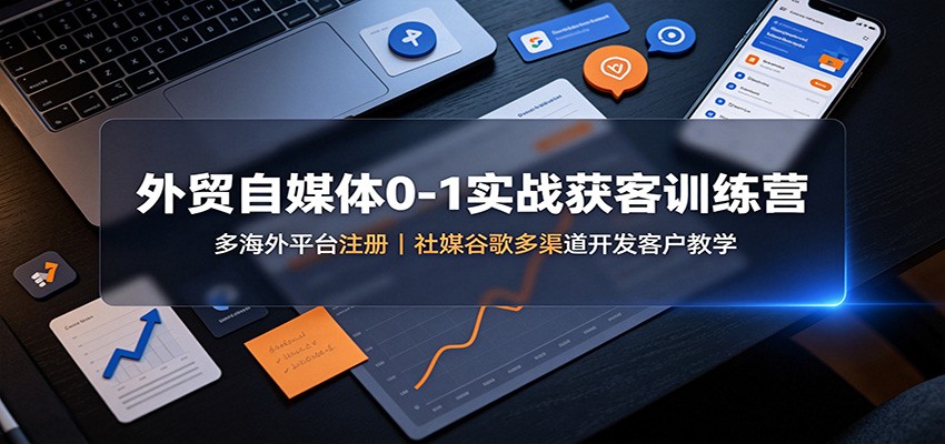 外贸自媒体0-1实战获客训练营：多海外平台注册，社媒谷歌多渠道开发客户教学-轻资本网