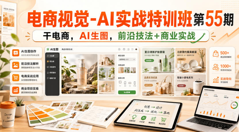电商视觉-AI实战特训班第55期，干电商，AI生图，前沿技法+商业实战-轻资本网