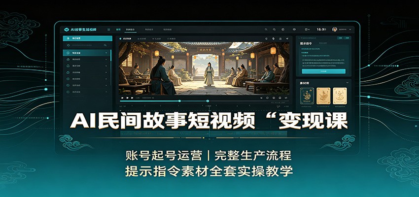 AI民间故事短视频变现课：账号起号运营，完整生产流程，提示指令素材全套实操教学-轻资本网